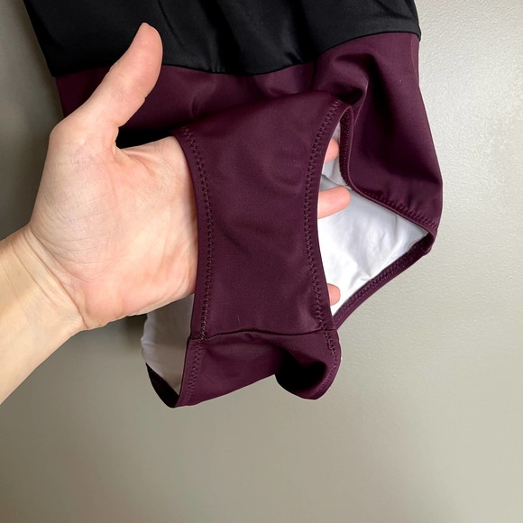 Solid and Striped The Ballerina‎ Color-Block Swimsuit Black Nude Bordeaux Combo - Picture 12 of 16